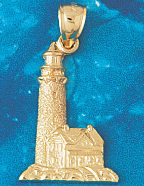 Dazzlers Jewelry Lighthouse Pendant Necklace Charm Bracelet in Yellow, White or Rose Gold 1446, MPN…