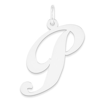 Large Fancy Script Initial P Charm 14k white Gold YC655P, MPN: YC655P, 191101634741