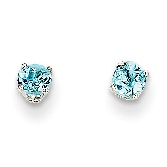 3mm Blue Topaz Stud Earrings 14k White Gold XBE120, MPN: XBE120, 883957217147