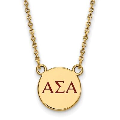 Alpha Sigma Alpha Extra Small Enameled Pendant with 18 Inch Chain Gold-plated Silver GP027ASI-18, M…