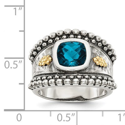 London Blue Topaz Ring Sterling Silver &amp; 14k Gold QTC1372, MPN: QTC1372, 886774377988