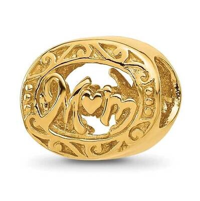 Gold-plated Floral Mom Oval Bead Sterling Silver QRS2410GP, MPN: QRS2410GP,