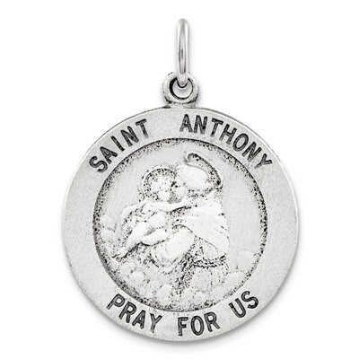 Saint Anthony Medal Antiqued Sterling Silver QC3578, MPN: QC3578, 191101181832