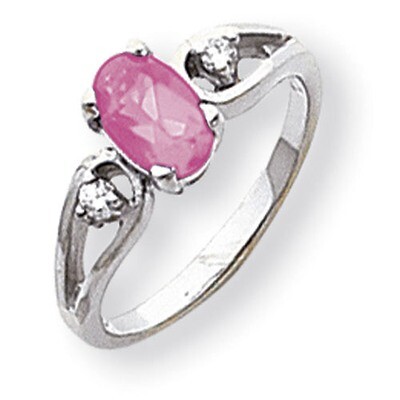 Pink Sapphire Diamond Ring 14k white Gold 7x5mm Oval Y2190SP/A, MPN: Y2190SP/A, 883957554785
