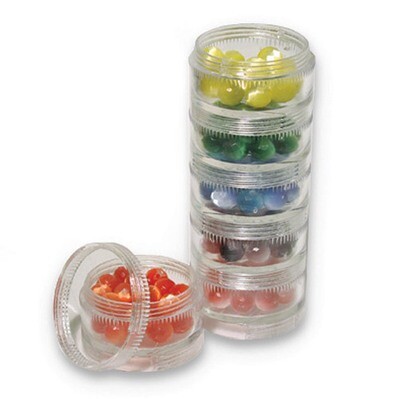 Crystal Clear Plastic Stack Of 6 Threaded Lid Jars JT4862, MPN: JT4862, 790524000654
