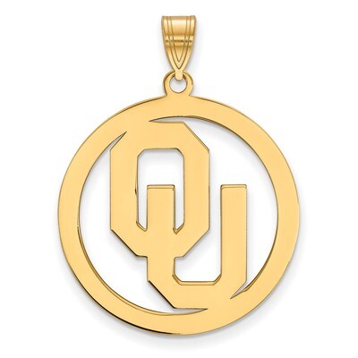 University of Oklahoma L Pendant in Circle Gold-plated Sterling Silver GP033UOK, MPN: GP033UOK, 886…
