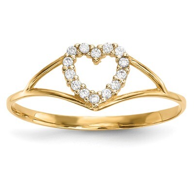 CZ Diamond Heart Ring 14k Gold R595, MPN: R595, 191101803420
