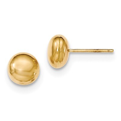 8mm Button Post Earrings 14k Gold Polished H1022, MPN: H1022, 658226130232