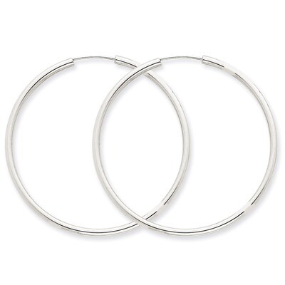 Polished Endless 2mm Hoop Earrings 14k White Gold H996, MPN: H996, 883957900902