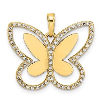 Butterfly Pendant 14k Gold and White Rhodium Diamond-Cut M2967, MPN: M2967,