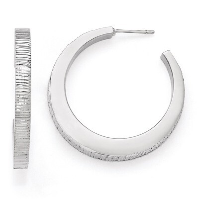 Leslie&#39;s Radiant Essence Rhodium-plated Post Hoop Earrings - Sterling Silver HB-QLE472, MPN: QLE472…