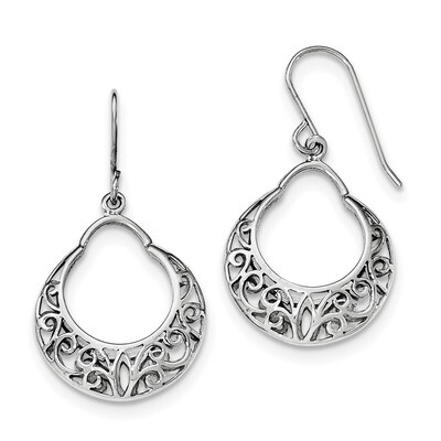 Fancy Shepherd Hook Earrings Sterling Silver Rhodium-plated Polished QE11997, MPN: QE11997, 1911012…
