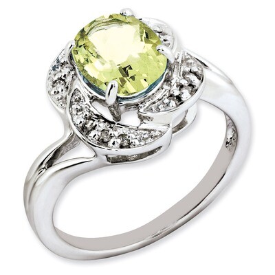 Oval Lemon Quartz &amp; Diamond Ring Sterling Silver QR2891LQ, MPN: QR2891LQ, 886774728438