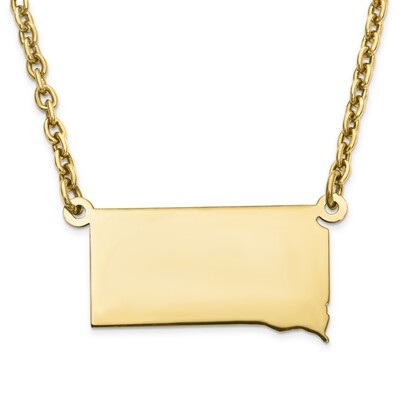 South Dakota State Pendant Necklace with Chain 14k Yellow Gold Engravable XNA706Y-SD, MPN: XNA706Y-…