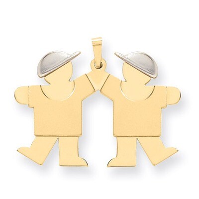 Double Boys Engravable Charm 14k Two-tone Gold Large XK106, MPN: XK106, 883957415079