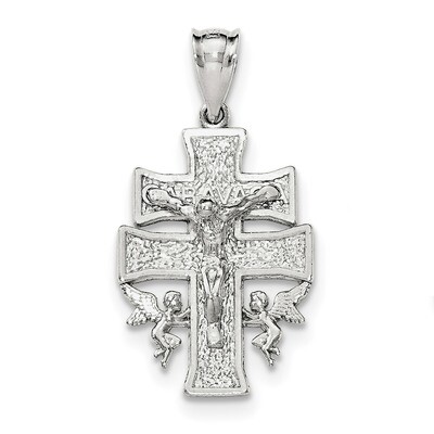 Mini Caravaca Crucifix Pendant Sterling Silver Polished QC8135, MPN: QC8135, 191101360718