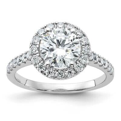 2 1/3ct. D E F Pure Light Round Halo Moissanite Engagement Ring 14k White Gold RM4452E-200-WMP, MPN…