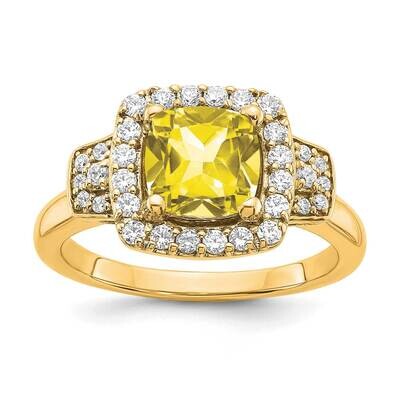 Si1/Si2, G H I, Lab Crtd Ylw Sapph Halo Ring 14k White Gold Lab Grown Diamond RM7978-CYS-200-YLG, M…
