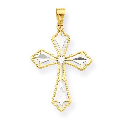Diamond-Cut Cross Pendant 10K Gold &amp; Rhodium 10C1314, MPN: 10C1314, 886774021775