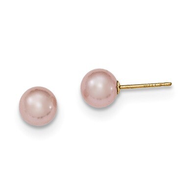 6-7mm Purple Round Cultured Pearl Stud Earrings 14k Gold X60PPU, MPN: X60PPU, 191101433221