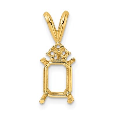 Emerald 4-Prong with 3 Diamond Accent 4 x 3mm Pendant Setting 14k Yellow Gold YG977, MPN: YG977,
