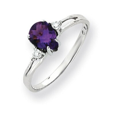 Amethyst Checker Diamond Ring 7x5mm Pear 14k white Gold Y4626AC/A, MPN: Y4626AC/A, 883957471136