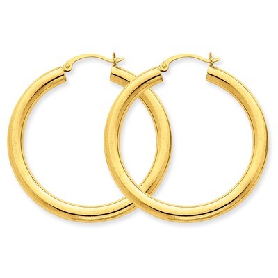 Polished 4mm x 40mm Tube Hoop Earrings 10k Gold 10T947, MPN: 10T947, 883957896335