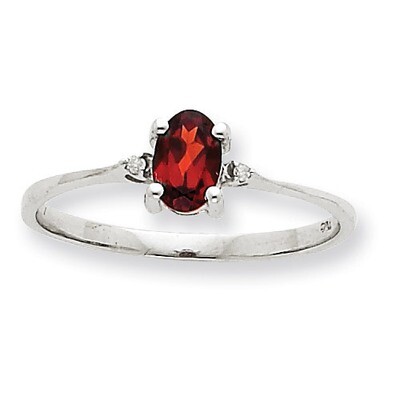 Polished Geniune Diamond &amp; Garnet Birthstone Ring 10k White Gold 10XBR214, MPN: 10XBR214, 191101091…