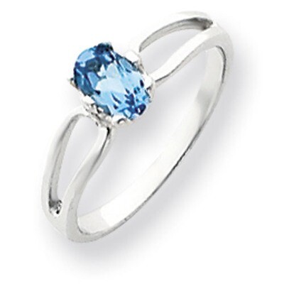 Blue Topaz Checker Ring 14k white Gold 6x4mm Oval Y4634BC, MPN: Y4634BC, 883957564005