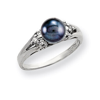 6mm Black Fresh Water Cultured Pearl Diamond Ring 14k white Gold Y4389BP/A, MPN: Y4389BP/A, 8839570…
