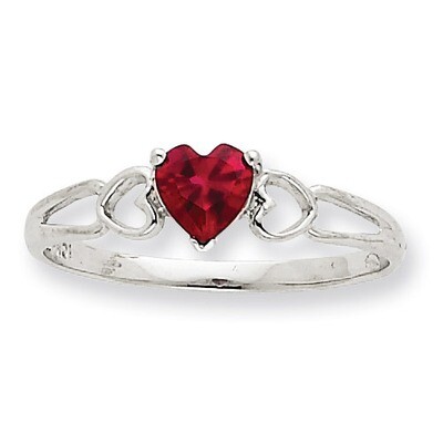 Polished Geniune Ruby Birthstone Ring 10k White Gold 10XBR172, MPN: 10XBR172, 191101091346