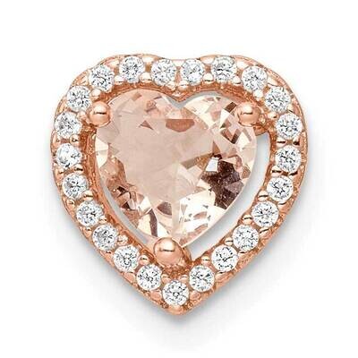 Polished Pink &amp; White CZ Diamond Heart Chain Slide 10 Inch Sterling Silver Rose-Tone QP5594, MPN: Q…