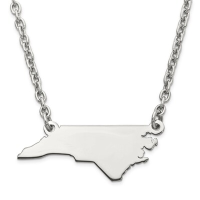 North Carolina State Pendant Necklace with Chain Sterling Silver Engravable XNA706SS-NC, MPN: XNA70…