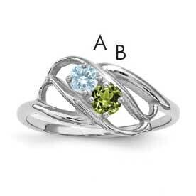 Synthetic 2 Stone Mother&#39;s Ring Sterling Silver Rhodium-plated XMR1/2SS-5, MPN: XMR1_2W--6, 8839578…