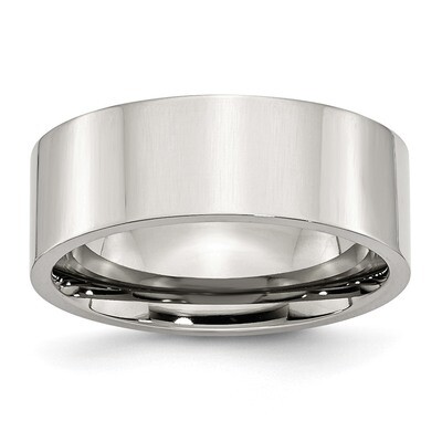 Flat 8mm Polished Band Stainless Steel SR9 Engravable, MPN: SR9, 883957737324