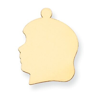 Girls Head with Eyelet Stamping 14k Yellow Gold YG1367, MPN: YG1367,