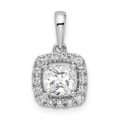 White Sapphire Halo Pendant 14k White Gold Lab Grown Diamond PM9037-WS-028-WLG, MPN: PM9037-WS-028-…