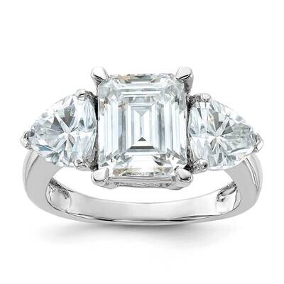 4 1/2ct. Three Stone D E F Pure Light Moissanite Engagement Ring 14k White Gold RM4450E-430-WMP, MP…