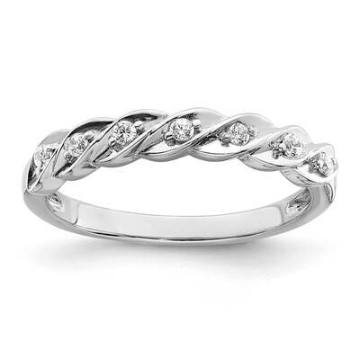Polished CZ Diamond Twisted Ring Sterling Silver Rhodium-Plated QR7262, MPN: QR7262,
