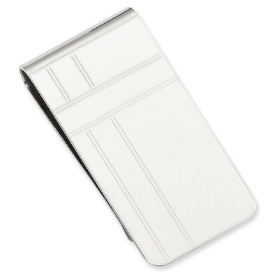 Crisss Cross Pattern Engravable Money Clip Rhodium-plated KW681, MPN: KW681, 196904090565