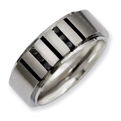 Black IP-plated Black Diamonds 9mm Brushed Band - Stainless Steel SR208 by Chisel, MPN: SR208, 8839…