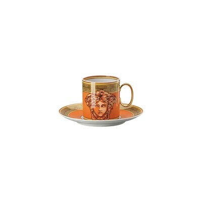 Versace Medusa Amplified Orange Coin Coffee Cup &amp; Saucer 6 Inch, MPN: 19335-403760-14740, 790955188…
