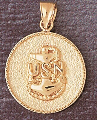 Dazzlers Jewelry Us Navy Sign Pendant Necklace Charm Bracelet in Yellow, White or Rose Gold 4637, M…