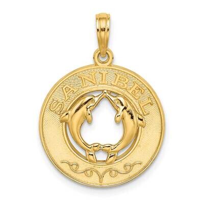 Sanibel Round Frame with Dolphins Charm 14k Gold K7498, MPN: K7498, 637218112586