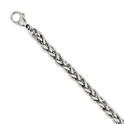 Polished &amp; Textured 8 Inch Bracelet - Stainless Steel SRB1065 by Chisel, MPN: SRB1065, 883957764511