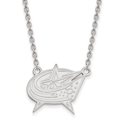 Columbus Blue Jackets Large Pendant with Chain Necklace Sterling Silver SS008BJA-18, MPN: SS008BJA-…