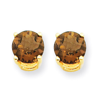 6mm Round Smokey Quartz Earrings 14k Gold XE73CQ, MPN: XE73CQ, 883957097633