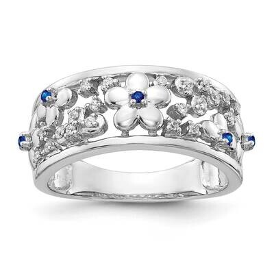 Sapphire Flower Ring 14k White Gold Diamond RM3983-SA-012-WA, MPN: RM3983-SA-012-WA, 883957715926