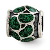 Green Enamel with Sparkles Bead - Sterling Silver QRS2812, MPN: QRS2812, 883957048376