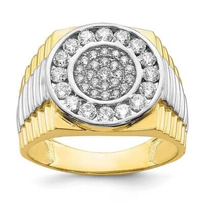 Mens Ring 10k Gold with Rhodium CZ Diamond 10C1469, MPN: 10C1469, 191101729409